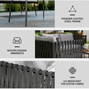 Garden Patio Furniture Sofa Cushion Chair Table Set Conservatory 4 Seater Lounge - Image 7