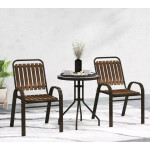 Metal Bistro Set Outdoor Garden Furniture 2 Wooden Chairs Cafe Pub Patio Table