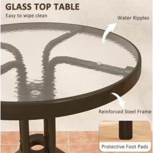 Metal Bistro Set Outdoor Garden Furniture 2 Wooden Chairs Cafe Pub Patio Table - Image 3