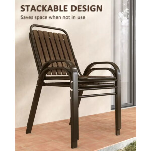 Metal Bistro Set Outdoor Garden Furniture 2 Wooden Chairs Cafe Pub Patio Table - Image 4