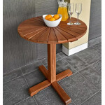 Wooden Bistro Table Rustic Solid Wood Patio Furniture Round Side Coffee Dining