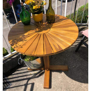 Wooden Bistro Table Rustic Solid Wood Patio Furniture Round Side Coffee Dining - Image 3