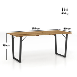 Garden Dining Table Large Rustic Wooden Patio Furniture Metal 6 Seater Parasole Hole - Image 3
