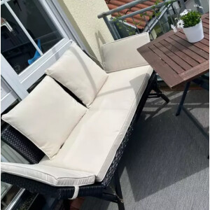 Rattan Sofa Set Folding Garden Furniture Cushions Bench Chair 2 Seater Day Bed - Image 7