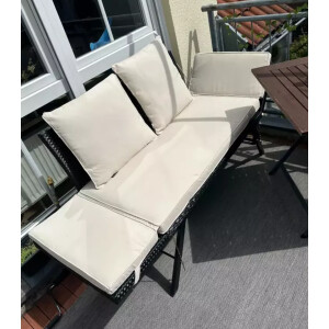 Rattan Sofa Set Folding Garden Furniture Cushions Bench Chair 2 Seater Day Bed - Image 3