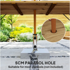 Garden Dining Table Large Rustic Wooden Patio Furniture Metal 6 Seater Parasole Hole - Image 6