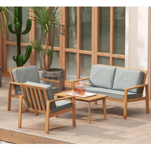 Wooden Garden Furniture Set 4pc Seater Cushion Sofa Chair Patio Love Seat Table