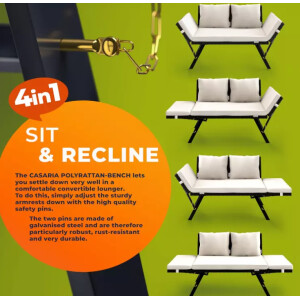 Rattan Sofa Set Folding Garden Furniture Cushions Bench Chair 2 Seater Day Bed - Image 6