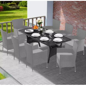 Large Rattan Dining Table Outdoor 8 Seater Patio Garden Rectangular Furniture - Image 4