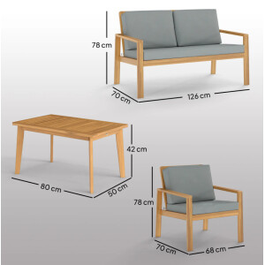 Wooden Garden Furniture Set 4pc Seater Cushion Sofa Chair Patio Love Seat Table - Image 7