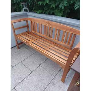 3 Seater Garden Bench Solid Wooden Park Furniture Large Outdoor Patio Deck Seat - Image 4