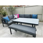 Metal Garden Furniture Set Large Patio Dining Table Bench 8 Seater Corner Sofa