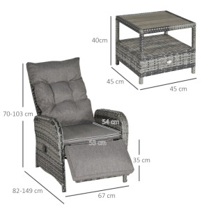 Rattan Bistro Set Outdoor Patio Furniture Large Recliner Sofa Chair Lounge Table - Image 4