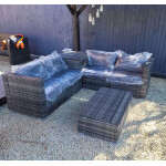 Grey Rattan Furniture Set Outdoor Patio Conservatory Corner Sofa Storage Table