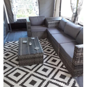 Grey Rattan Furniture Set Outdoor Patio Conservatory Corner Sofa Storage Table - Image 3