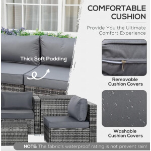 Grey Rattan Furniture Set Outdoor Patio Conservatory Corner Sofa Storage Table - Image 6
