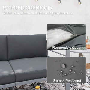 Metal Garden Bench 2 Seater Cushions Sofa Outdoor Patio Furniture Small Loveseat - Image 4
