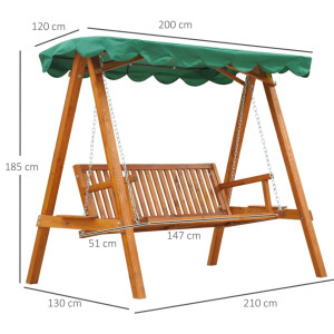 Large Garden Swing Chair Outdoor Patio Furniture 3 Seater Bench Canopy Hammock - Image 4