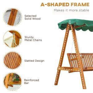 Large Garden Swing Chair Outdoor Patio Furniture 3 Seater Bench Canopy Hammock - Image 6