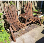 Wooden Garden Bench Rustic Patio Companion Set 2 Chairs Table Park Love Seat