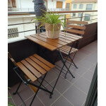 Garden Bistro Set 3 Piece Folding Patio Furniture Metal 2 Chairs Coffee Table