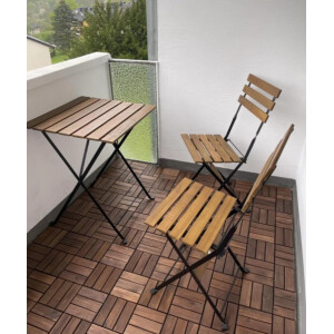 Garden Bistro Set 3 Piece Folding Patio Furniture Metal 2 Chairs Coffee Table - Image 3