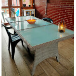 Large Rattan Dining Table 8 Seater Glass Furniture Outdoor Wicker Patio Lounge