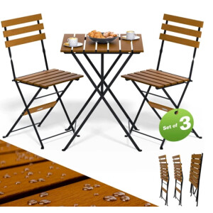 Garden Bistro Set 3 Piece Folding Patio Furniture Metal 2 Chairs Coffee Table - Image 6