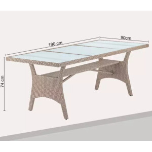 Large Rattan Dining Table 8 Seater Glass Furniture Outdoor Wicker Patio Lounge - Image 3