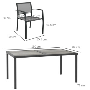 Garden Dining Table and Chairs Outdoor Patio Furniture Large Metal 6 Seater Set - Image 2