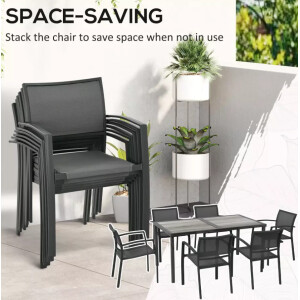 Garden Dining Table and Chairs Outdoor Patio Furniture Large Metal 6 Seater Set - Image 3
