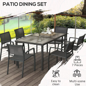 Garden Dining Table and Chairs Outdoor Patio Furniture Large Metal 6 Seater Set - Image 5