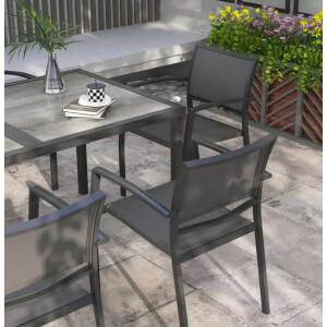 Garden Dining Table and Chairs Outdoor Patio Furniture Large Metal 6 Seater Set - Image 6