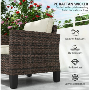 Rattan Sofa Chair Wicker Patio Furniture Garden Cushions Seat Armchair Seater - Image 5