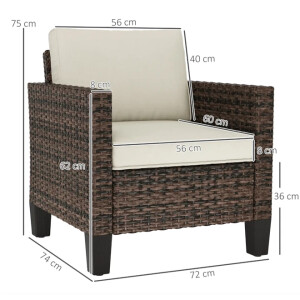 Rattan Sofa Chair Wicker Patio Furniture Garden Cushions Seat Armchair Seater - Image 6