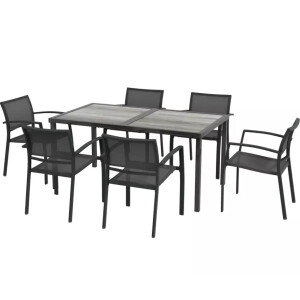 Garden Dining Table and Chairs Outdoor Patio Furniture Large Metal 6 Seater Set - Image 8