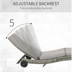 Rattan Sun Lounger Wicker Patio Furniture Large Cushion Set Day Bed Lounge Chair - Image 4