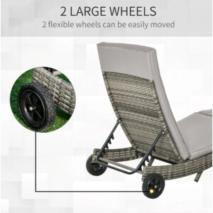 Rattan Sun Lounger Wicker Patio Furniture Large Cushion Set Day Bed Lounge Chair - Image 5