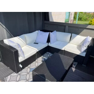Corner Rattan Garden Furniture Set Large Storage Table Lounge Patio Cushion Sofa - Image 2