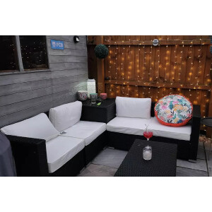 Corner Rattan Garden Furniture Set Large Storage Table Lounge Patio Cushion Sofa - Image 3