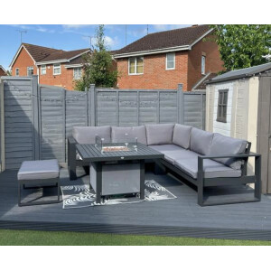 Metal Garden Furniture Large Sofa Set Patio Fire Pit Dining Table Cushion Stools - Image 3