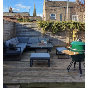 Metal Garden Furniture Large Sofa Set Patio Fire Pit Dining Table Cushion Stools - Image 4