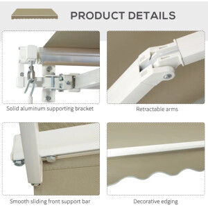 Manual Awning Canopy Outdoor Patio Garden Window Sun Shade Retractable Shelter - Image 7