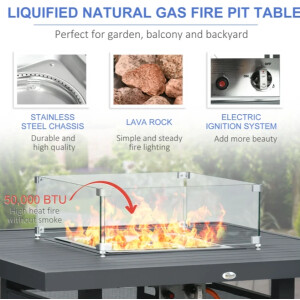 Metal Garden Furniture Large Sofa Set Patio Fire Pit Dining Table Cushion Stools - Image 7