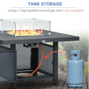 Metal Garden Furniture Large Sofa Set Patio Fire Pit Dining Table Cushion Stools - Image 8