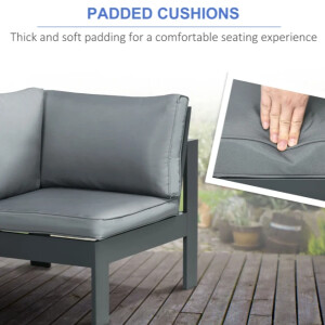 Metal Garden Furniture Large Sofa Set Patio Fire Pit Dining Table Cushion Stools - Image 9