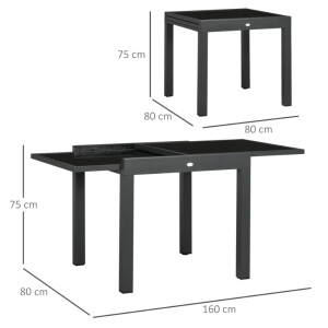 Extending Garden Dining Table Large Outdoor 6 Seater Metal Glass Patio Furniture - Image 6