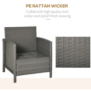 Rattan Bistro Set Garden Patio Furniture 2 Chairs Cushions Wicker Coffee Table - Image 7