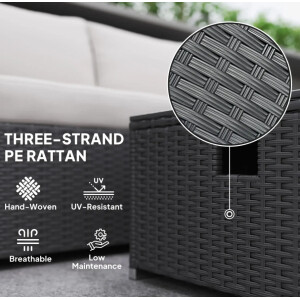 Garden Patio Furniture Set Lounge Corner Sofa Set Small Rattan Fire Pit Table - Image 7