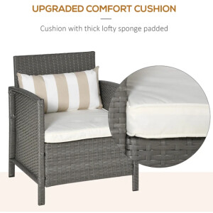 Rattan Bistro Set Garden Patio Furniture 2 Chairs Cushions Wicker Coffee Table - Image 5